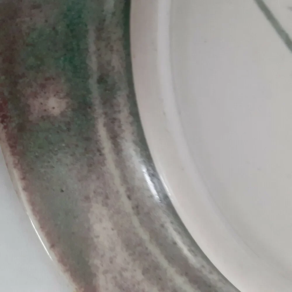 Larry Watson Pottery Plate Signed Modern Art, Eclectic, Stoneware
